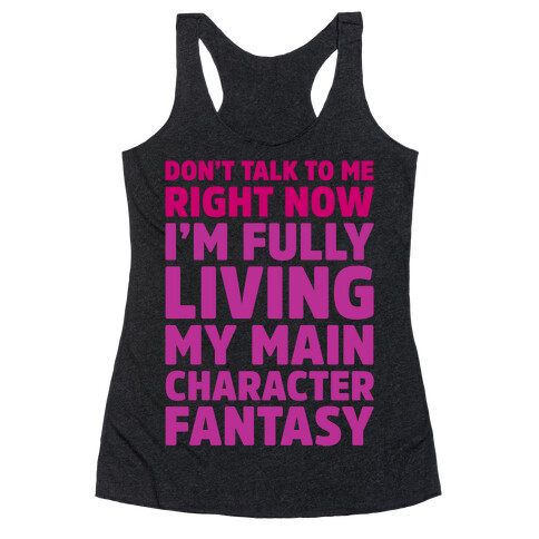 Living My Main Character Fantasy White Print Racerback Tank Top