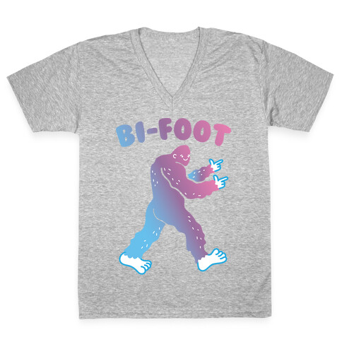 Bi-Foot Bisexual Bigfoot V-Neck Tee Shirt