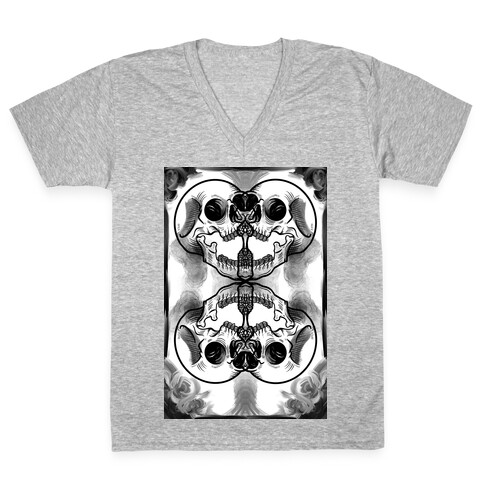 Skull Inkblot  V-Neck Tee Shirt
