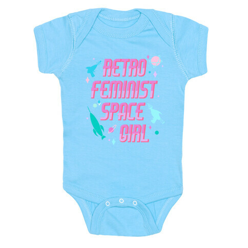 Retro Feminist Space Girl Baby One-Piece