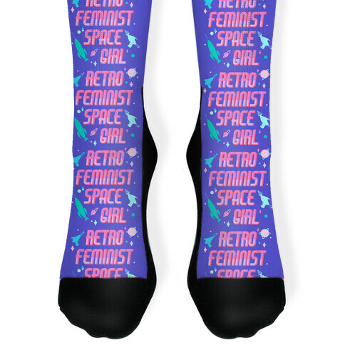 Retro Feminist Space Girl Sock