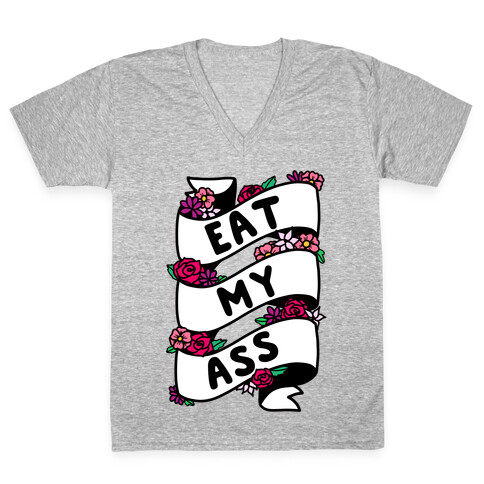 Eat My Ass Ribbon V-Neck Tee Shirt