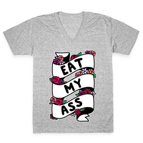 Eat My Ass Ribbon V-Neck Tee Shirt