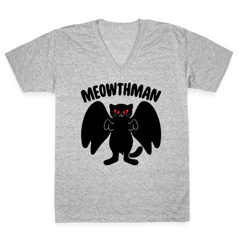 Meowthman Mothman Cat Parody V-Neck Tee Shirt