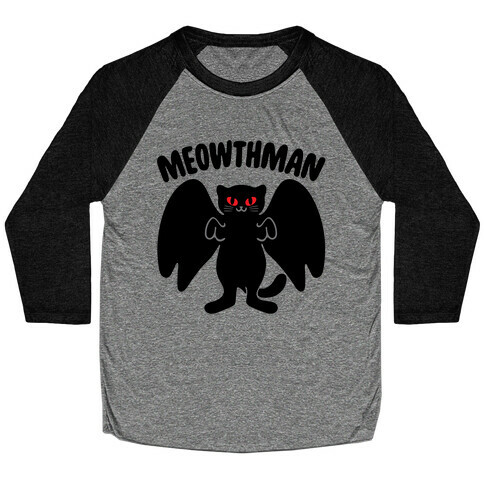 Meowthman Mothman Cat Parody Baseball Tee