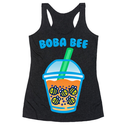 Boba Bee White Print Racerback Tank Top