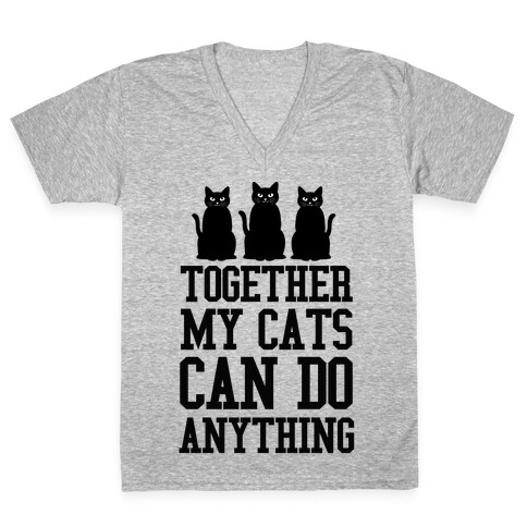 Together My Cats Can Do Anything V-Neck Tee Shirt