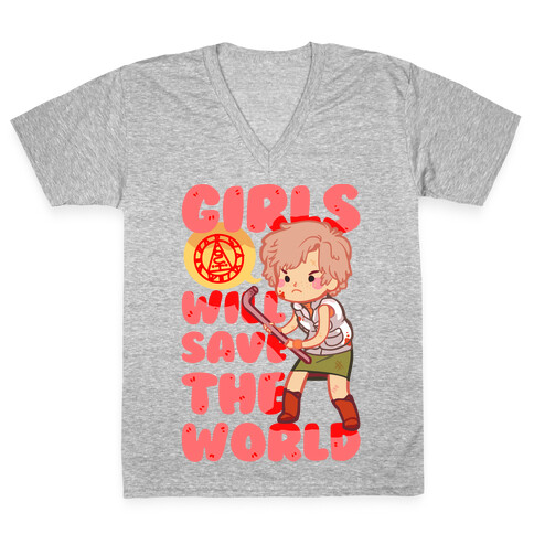 Girls Will Save The World V-Neck Tee Shirt