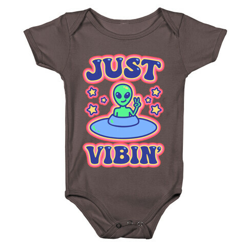 Just Vibin' Alien White Print Baby One-Piece