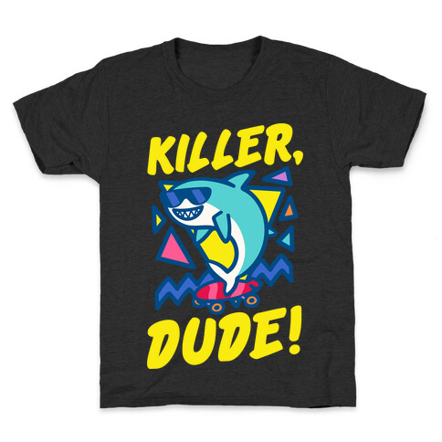 Killer Dude Shark White Print Kids T-Shirt