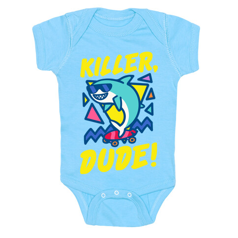 Killer Dude Shark White Print Baby One-Piece