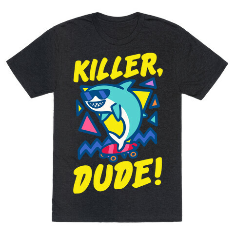 Killer Dude Shark White Print T-Shirt