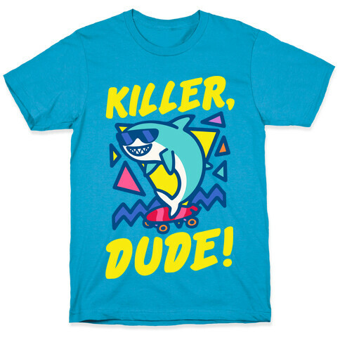 Killer Dude Shark White Print T-Shirt