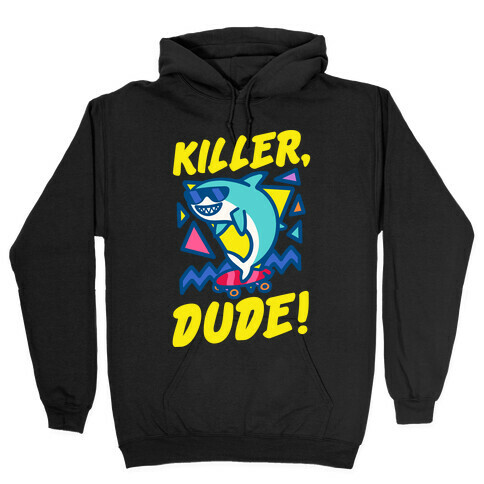Killer Dude Shark White Print Hooded Sweatshirt