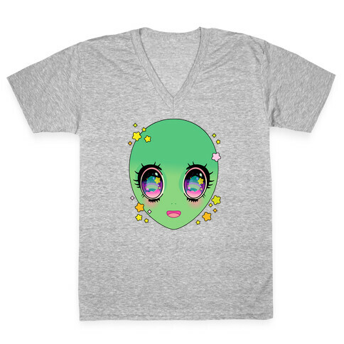 Anime Eyes Alien V-Neck Tee Shirt