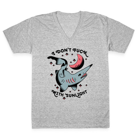 I Don't F*** With Sunlight (Goblin Shark) V-Neck Tee Shirt