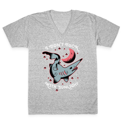 I Don't F*** With Sunlight (Goblin Shark) V-Neck Tee Shirt