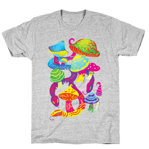 Psychadellic Snake among Mushrooms T-Shirt