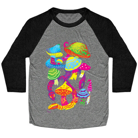 Psychadellic Snake among Mushrooms Baseball Tee