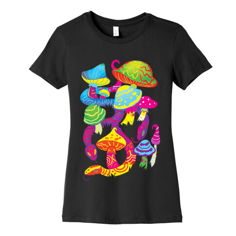 Psychadellic Snake among Mushrooms Womens T-Shirt