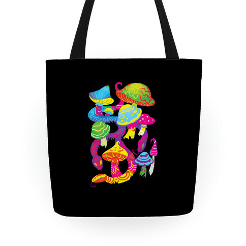 Psychadellic Snake Among Mushrooms Tote