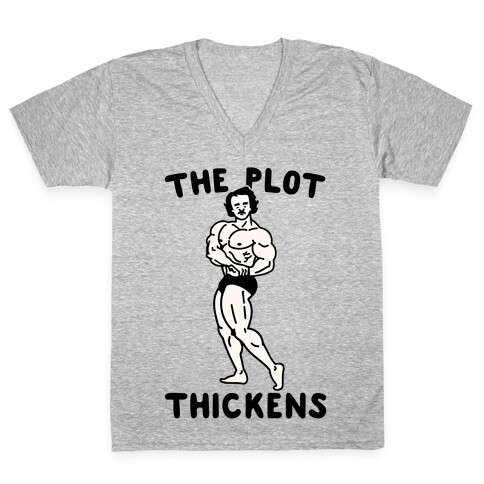 The Plot Thickens Poe Parody V-Neck Tee Shirt