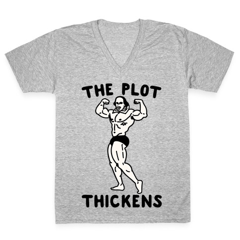 The Plot Thickens Shakespeare Parody V-Neck Tee Shirt