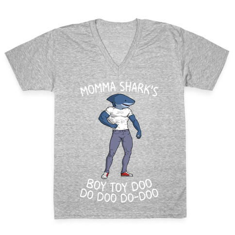 Momma Shark's Boy Toy Doo Doo V-Neck Tee Shirt