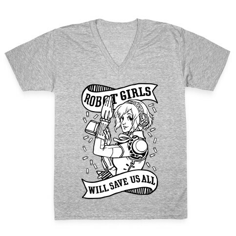 Robot Girls Will Save Us All V-Neck Tee Shirt