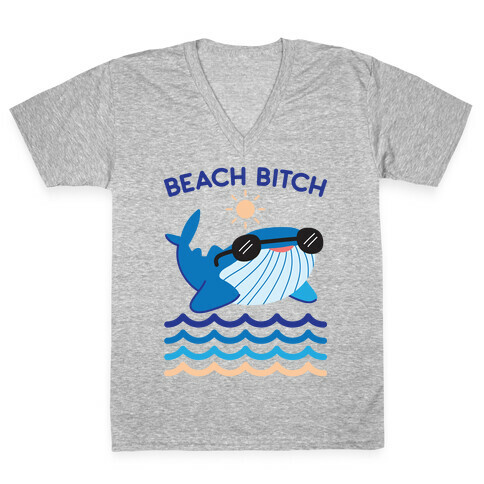 Beach Bitch Whale V-Neck Tee Shirt
