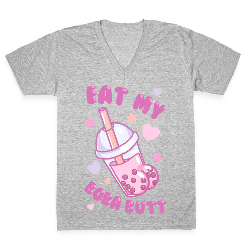 Eat My Boba Butt V-Neck Tee Shirt