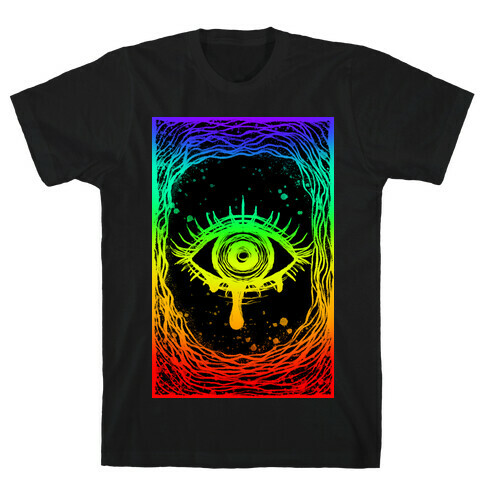 Trippy Eye Rainbow Black T-Shirt