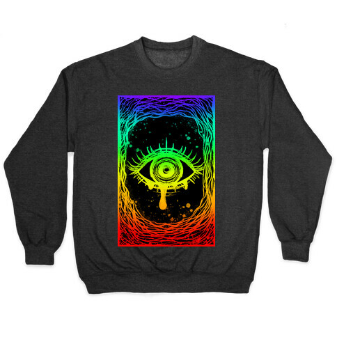 Trippy Eye Rainbow Black Pullover