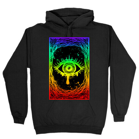 Trippy Eye Rainbow Black Hooded Sweatshirt