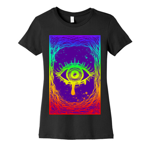 Trippy Eye Rainbow Purple Womens T-Shirt