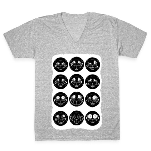 Ominous Faces Inverted V-Neck Tee Shirt