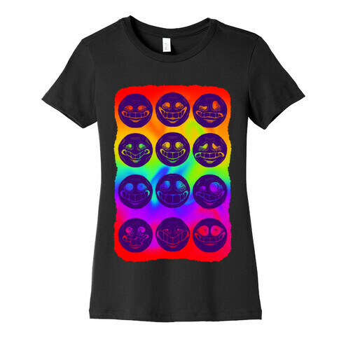 Ominous Faces Rainbow Womens T-Shirt