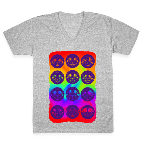Ominous Faces Rainbow V-Neck Tee Shirt