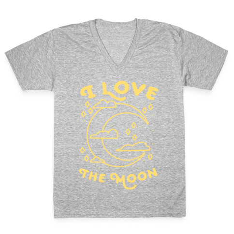 I Love The Moon V-Neck Tee Shirt