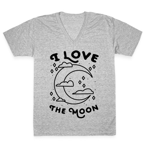 I Love The Moon V-Neck Tee Shirt