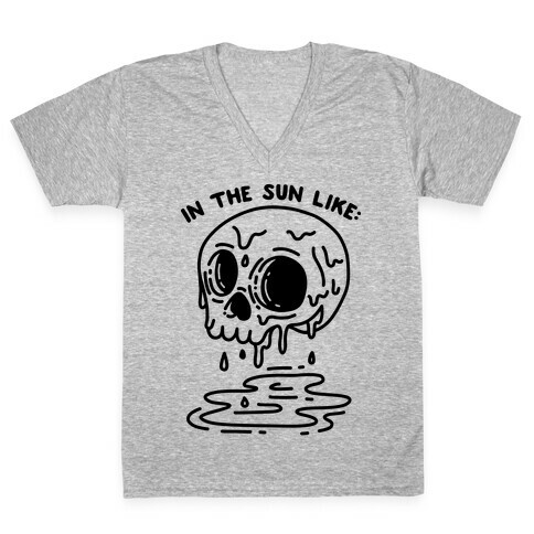 In The Sun Like: Melting Skull Goth V-Neck Tee Shirt