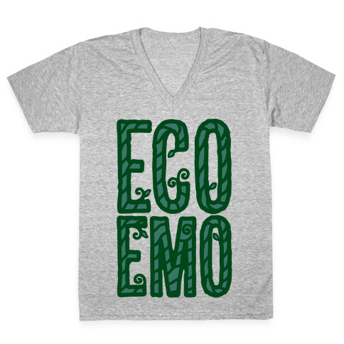 Eco Emo White Print V-Neck Tee Shirt