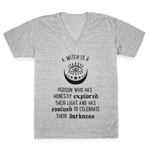 Meaning of a Witch (black)  V-Neck Tee Shirt