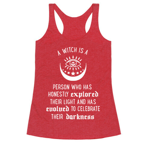 Meaning of a Witch (white) Racerback Tank Top