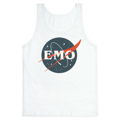 Emo Nasa Parody White Print Tank Top