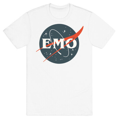 Emo Nasa Parody White Print T-Shirt