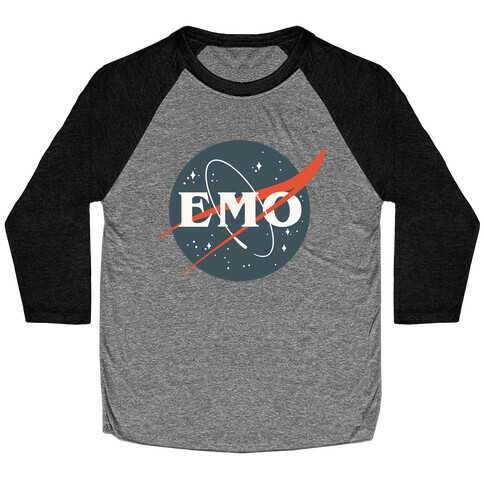 Emo Nasa Parody White Print Baseball Tee