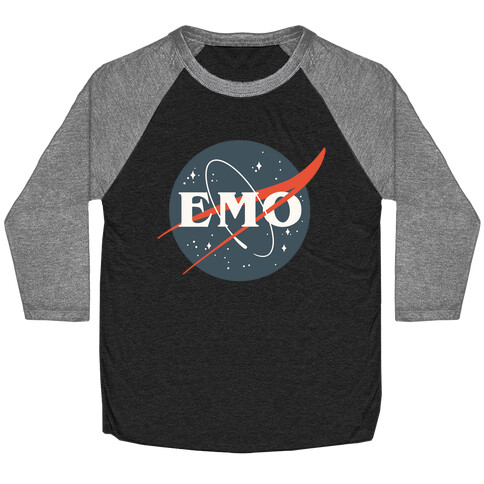 Emo Nasa Parody White Print Baseball Tee