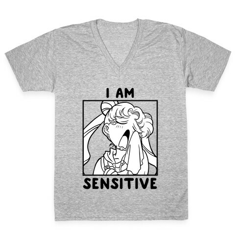 I Am Sensitive (black)  V-Neck Tee Shirt