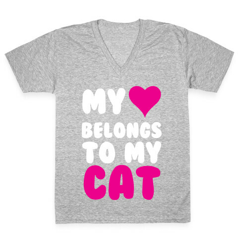 My Heart Belongs To My Cat V-Neck Tee Shirt